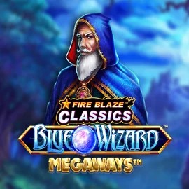 Official Slots logo: Fire Blaze Blue Wizard Megaways by Rarestone Gaming at Megaways Slots